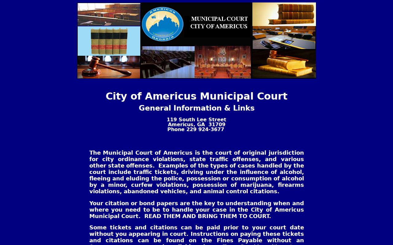 Sumter County active warrants Americus Municipal Court jurisdiction and FTA warning