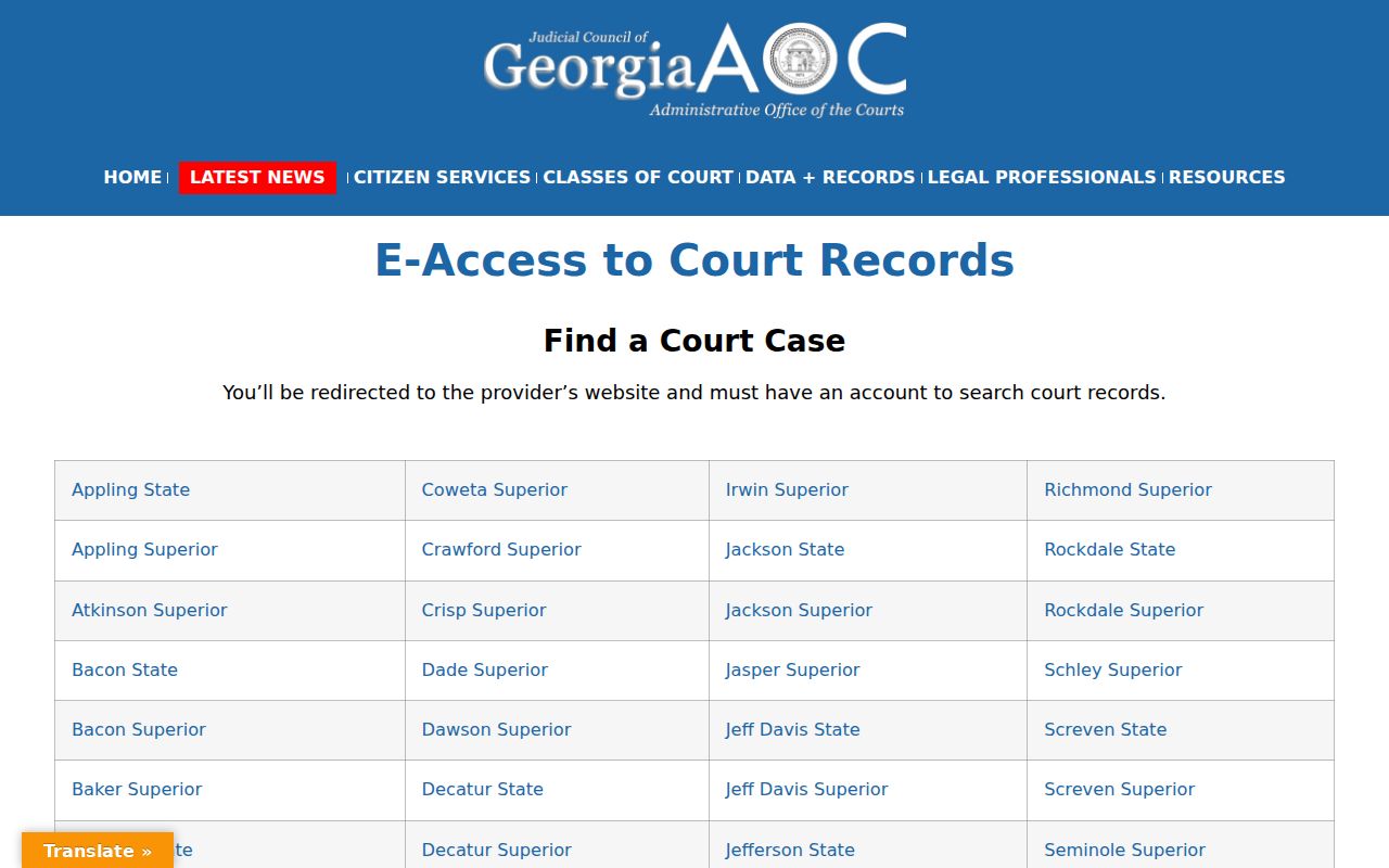 Sumter County active warrants State and Superior Court access directory
